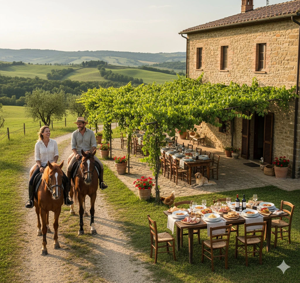 Agriturismo con passeggiata a cavallo e pranzo