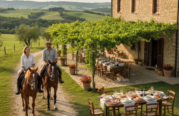 Agriturismo con passeggiata a cavallo e pranzo