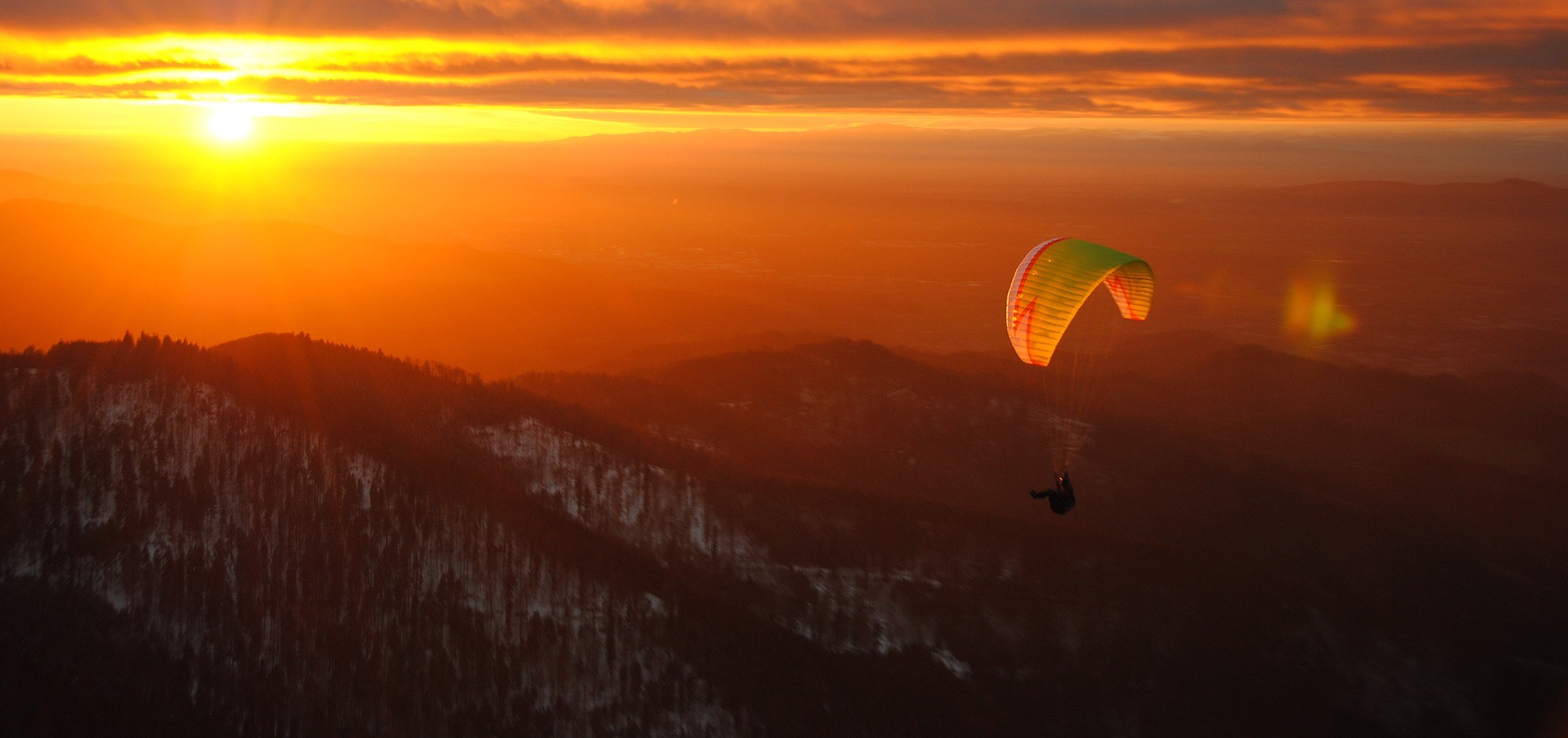 Parapendio al Tramonto sul Monte Grappa